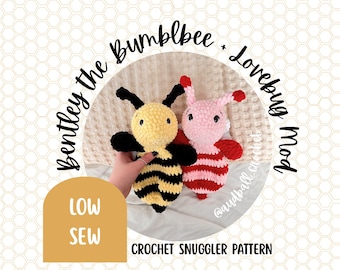 Bentley Bumblebee Crochet Snuggler Pattern: Low Sew Amigurumi (PDF Pattern)