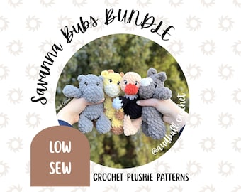 Savanna Bubs Crochet Plushie Pattern Bundle: Low Sew Amigurumi (4 PDF Patterns)