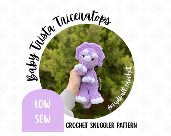 Wzór na szydełkowego przytulaka triceratopsa: amigurumi z niskim ściegiem (do pobrania w formacie PDF)