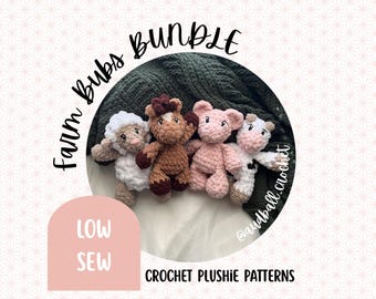 Farm Bubs Crochet Plushie Pattern Bundle: Low Sew Amigurumi (4 PDF Patterns)