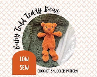 Crochet Teddy Bear Snuggler Pattern: Low Sew Amigurumi (PDF Download)