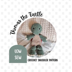 Thomas the Turtle Crochet Snuggler Pattern: Low Sew Amigurumi (PDF Pattern)