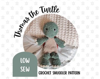 Patroon Thomas de Schildpad gehaakt knuffeldoekje: laag naaiende amigurumi (pdf-patroon)