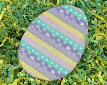 Huevo de Pascua reutilizable y rellenable de tela pastel con rayas, 1 huevo