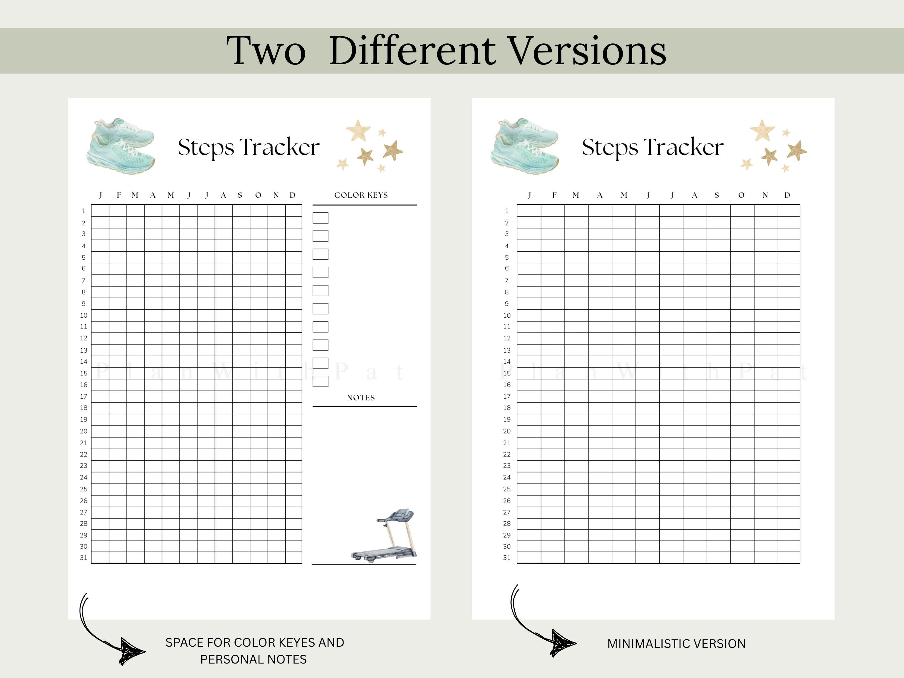 Yearly Steps Tracker Printable | Daily Step Count Log PDF | Editable ...