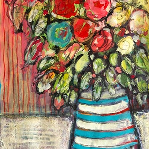 Impression d&#39;art en édition limitée à partir d&#39;une peinture acrylique florale originale 9 x 12 art contemporain moderne - livraison gratuite
