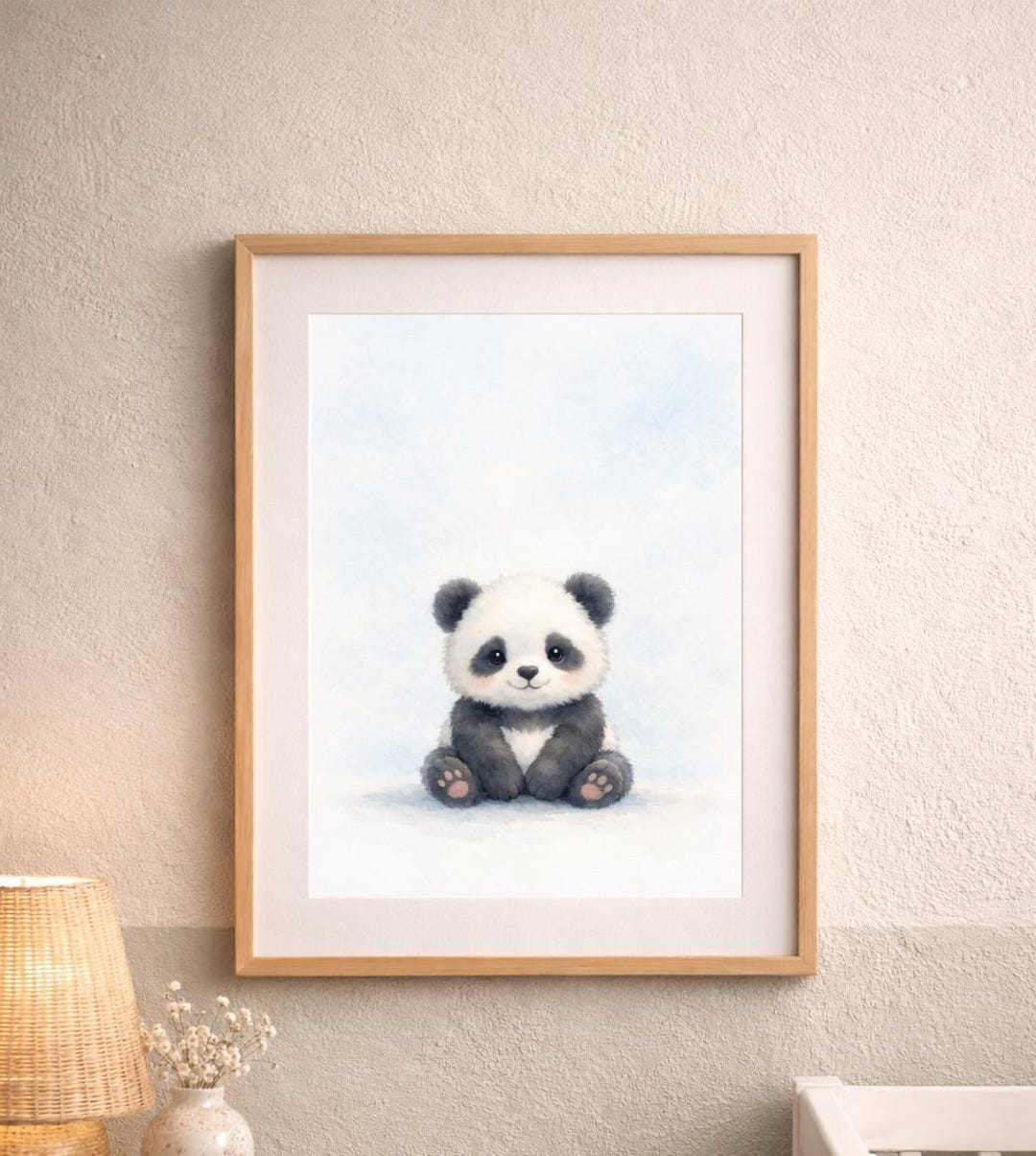Panda Nursery Wall Art Printable – Neutral Animal Baby Room Decor - Etsy