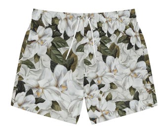 Floral Swim Trunks – Elegant Beach Shorts, Quick-Dry Swimwear