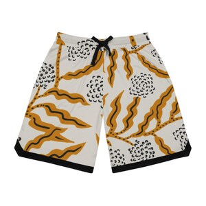 Stylish Floral Basketball Rib Shorts – Vibrant Athletic Wear, Summer Casual & Beach Shorts, Relaxed Fit, Gift for Sports Lovers