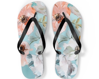 Floral Print Flip Flops, Cushioned Summer Sandals