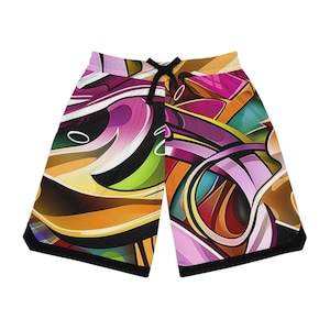 Vibrant Basketball Rib Shorts – Colorful Athletic Performance Wear, Streetwear Style, Summer Sports Gear, Gift for Athletes