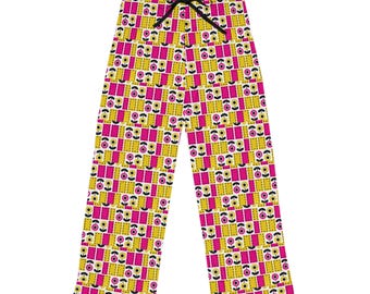 Spodnie piżamowe damskie w paski z taśmy retro | Bielizna nocna w stylu lat 70. w stylu Cassette Stripe