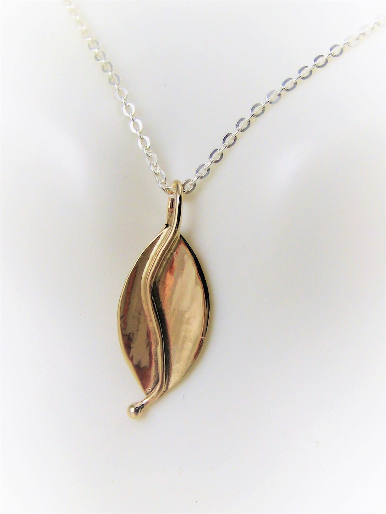 14K Gold Leaf Pendant Small Gold Pendant Simple Drop Etsy
