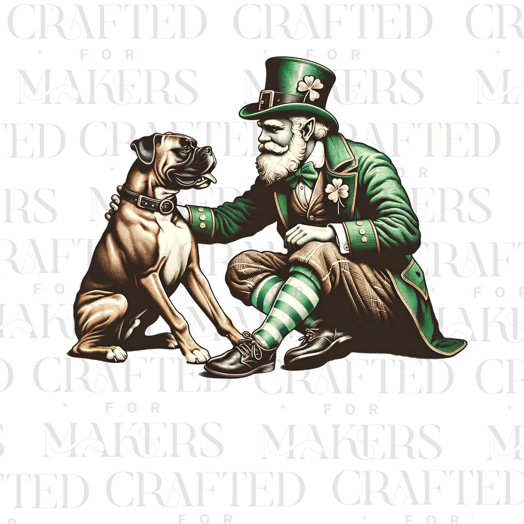 St Patricks Day Boxer PNG, Leprechaun Boxer Digital Design Instant ...