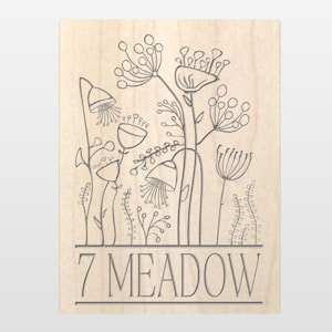 Wildflower Wood Wall Art: Engraved Botanical Print, Green Accents