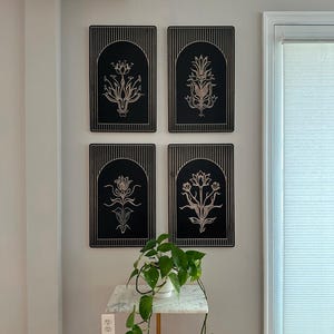 Botanical Wood Wall Art: Vintage Inspired Engraved Flower Panel