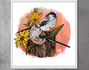 Long TailedTits Illustrated Print