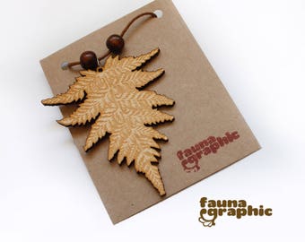 Wooden Fern Pendant by Faunagraphic