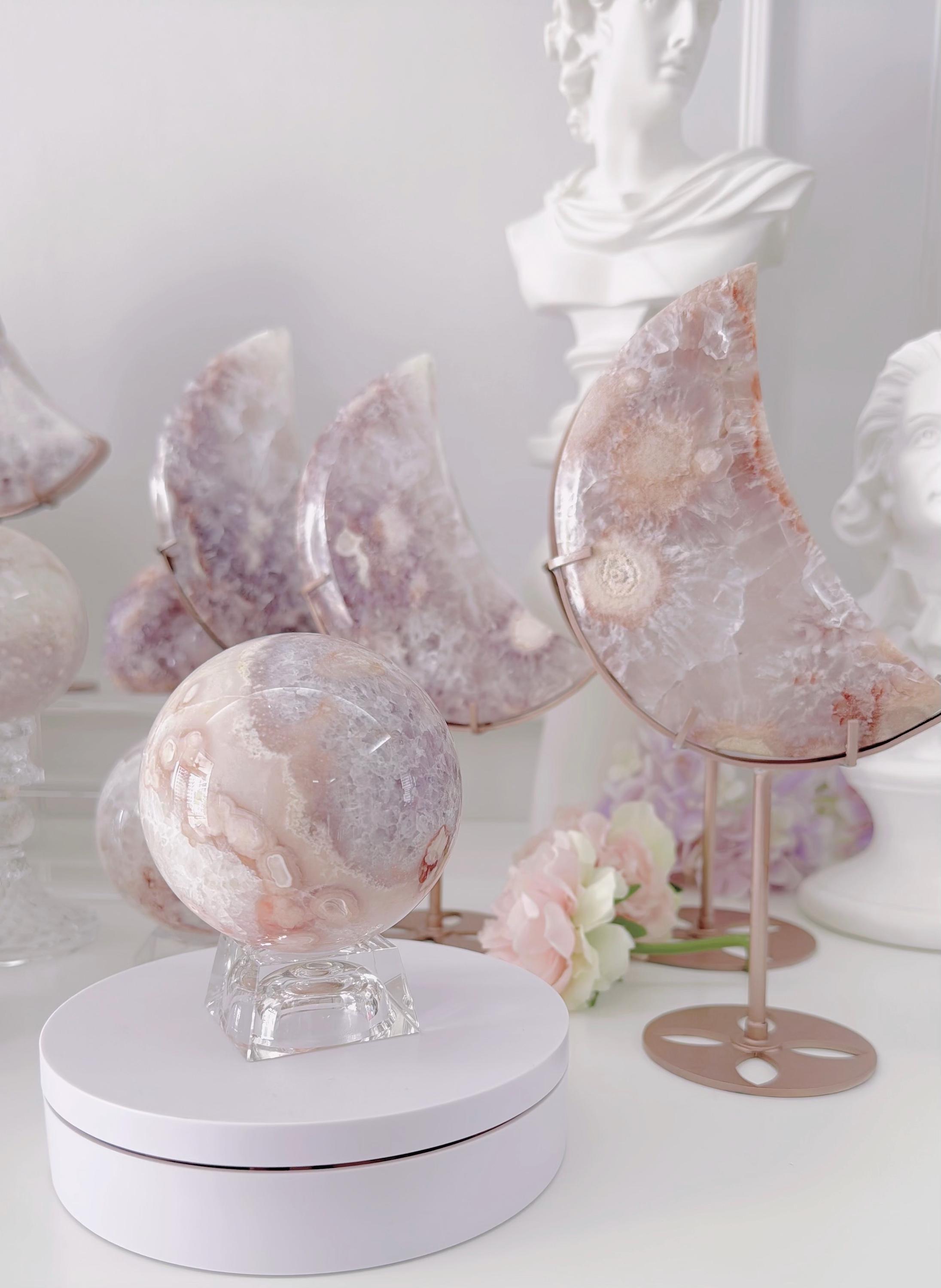 ピンクパープルフラワーアゲートスフィア - Etsy 日本