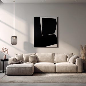 Peinture abstraite minimaliste en noir et blanc, art mural moderne sur toile, grande oeuvre d'art acrylique