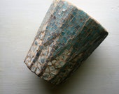 Mosaic Vase, Stained Glass, Dish Tiles, Icy Blue, Blue Flower Mosaic, Wedding, Anniversary, Birthday, Mosaic Ceramic Vase - 6 Inches