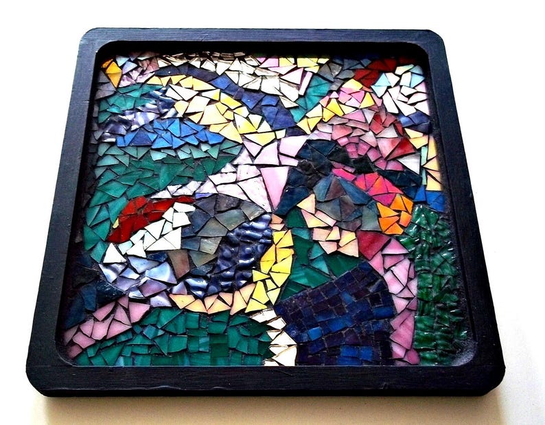 Mosaic Stained Glass Wall Hanging Art Abstract Multicolored Modern