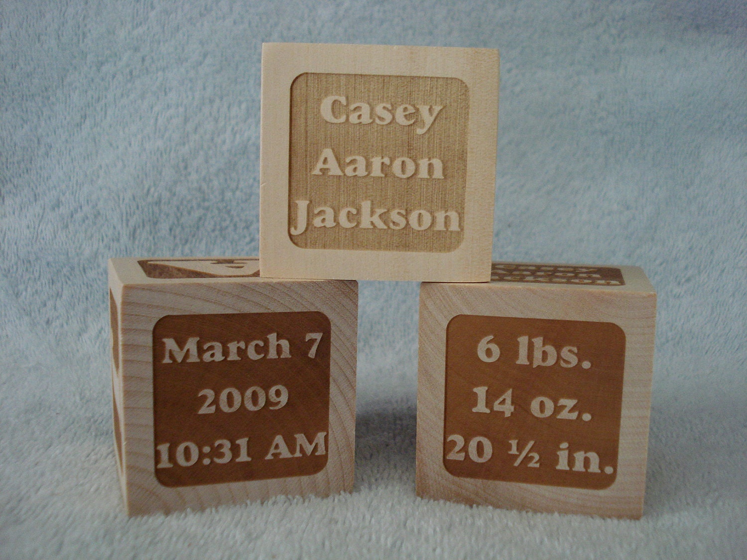 3 Personalized Baby Keepsake Blocks Set of 3 Identical Etsy