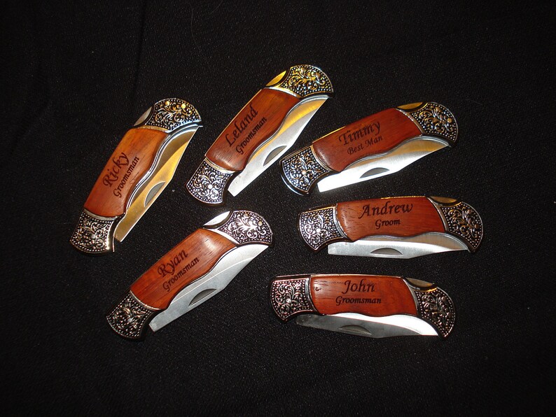 Groomsmen Gifts 9 Personalized Engraved Pocket Knives. Best Etsy