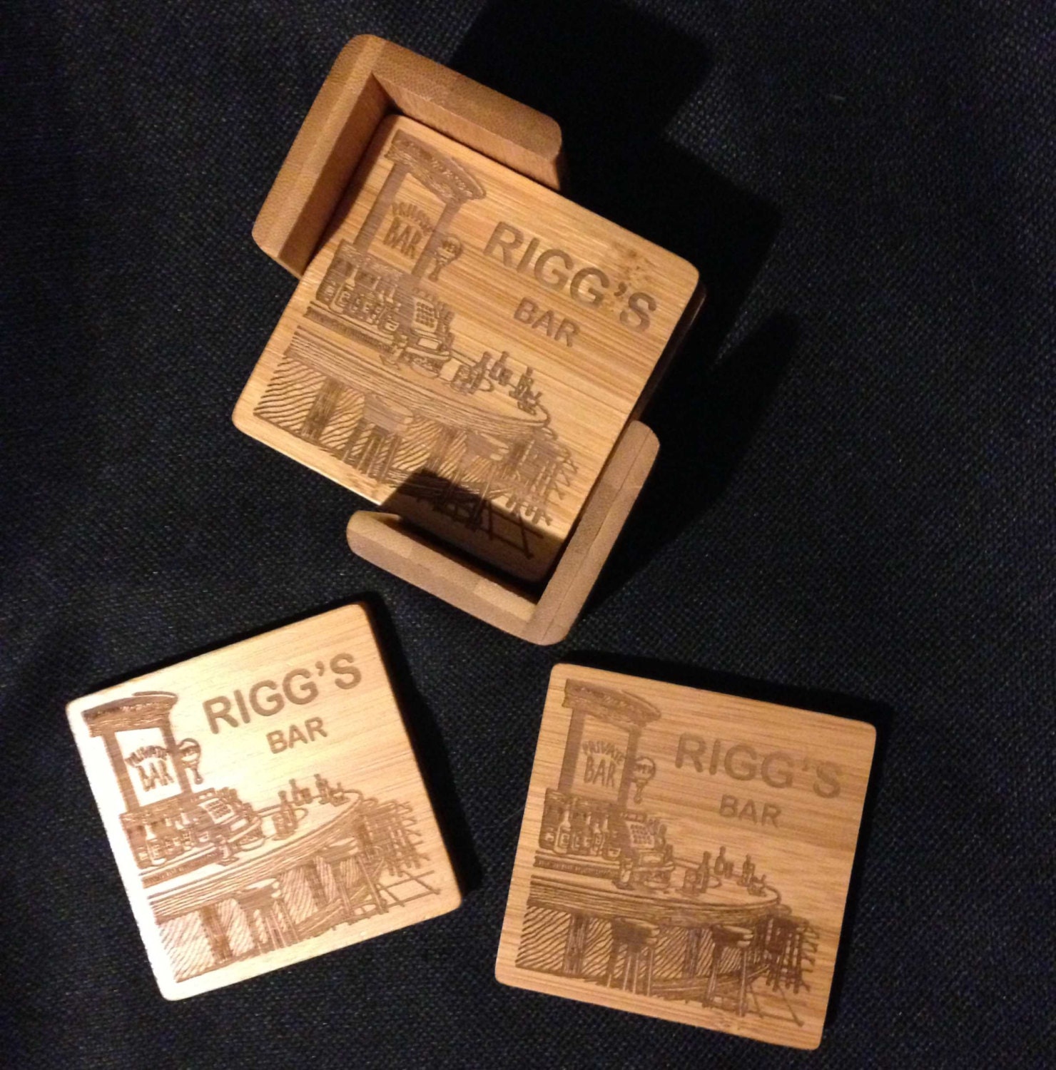 CUSTOM COASTER SET Personalized Bar Coaster Set 6 Coaster Etsy