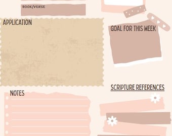 Plantilla imprimible para diario de notas de oración y sermones (descarga digital)
