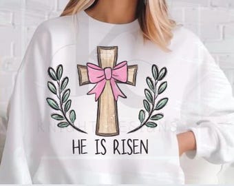 Ha Resucitado Pascua PNG, Cruz Retro con Lazo (Descarga Digital)