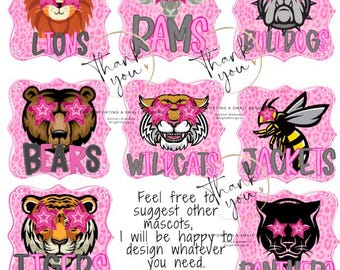 Paquete de mascotas escolares, descarga digital, 8 diseños, escuela, deportes,