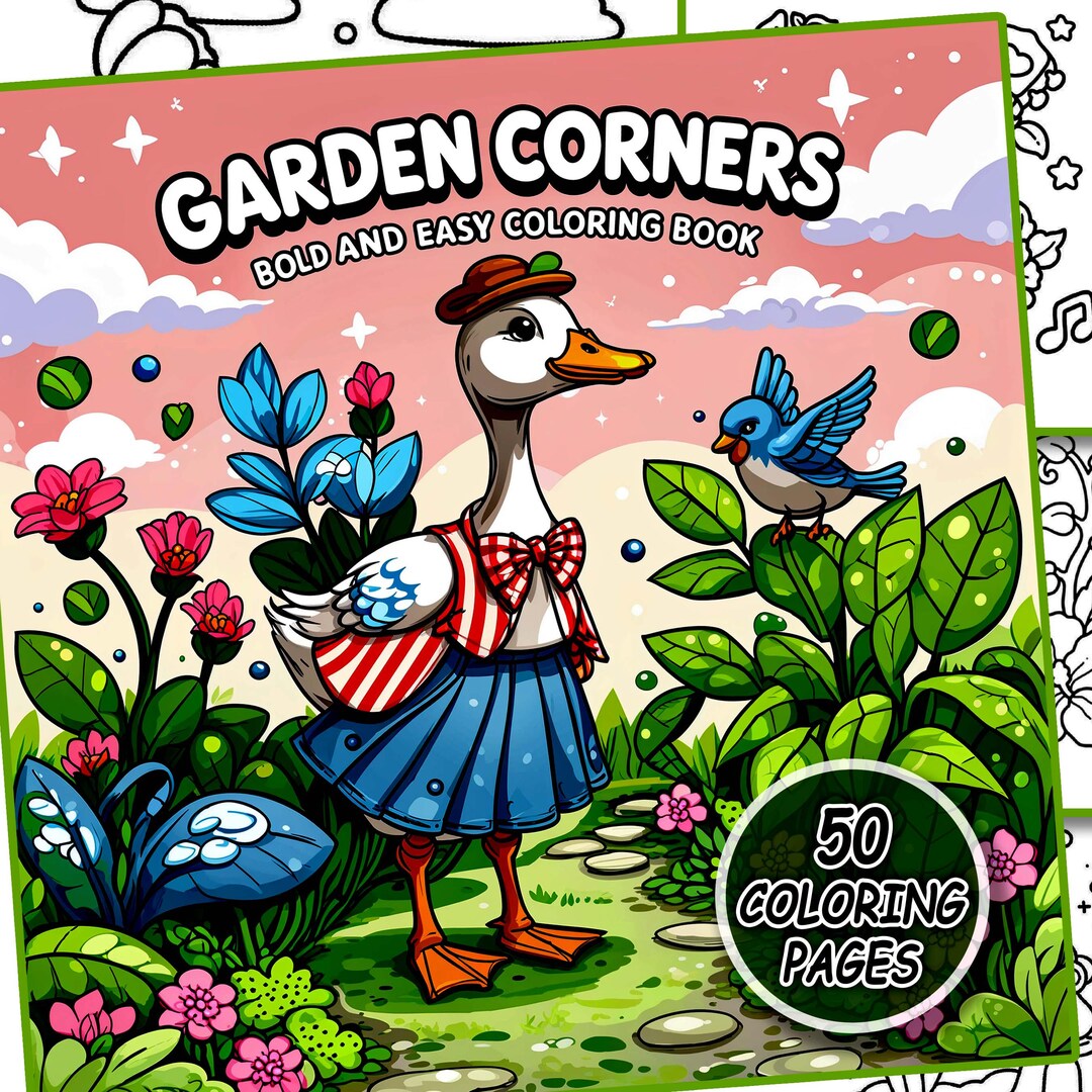 50 Pages Garden Corners Coloring Pages Bold & Easy Printable PDF for ...