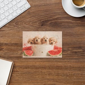 Puppy Love & Watermelon - Cartão de felicitações