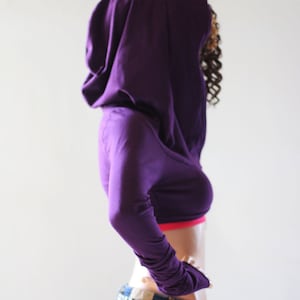 Cotton Jersey Knit Hoodie Shrug: Cowl Neck Thumbholes