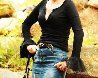 Sexy Black Blouse - Etsy