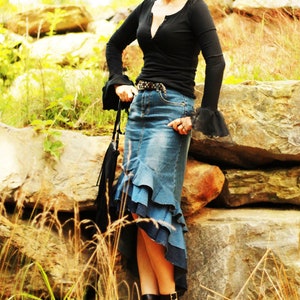Long denim skirt online india hot sale