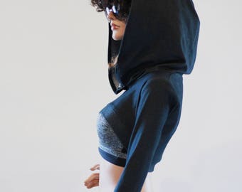 Oversize Hooded Shrug With Bell Sleeves