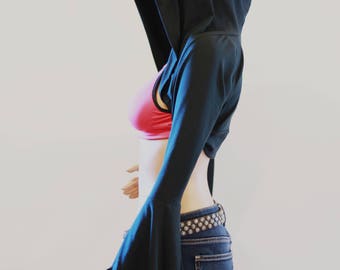 Trendy Hoodie Shrug | Bell-Sleeve Cropped Top | Casual Chic Outfit