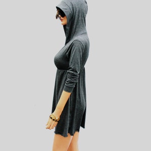 Dress / Grey Dress / Hoodie Dress / Grey Hoodie Dress / Grey Hooded Dress / Oversized Hoodie / Party Dress / Grey Dress image 2