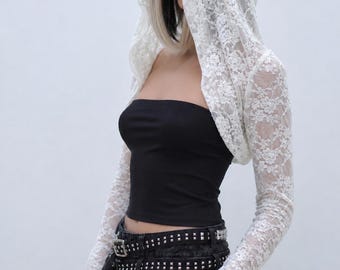 Oversized Ivory Hoodie Bolero Shrug