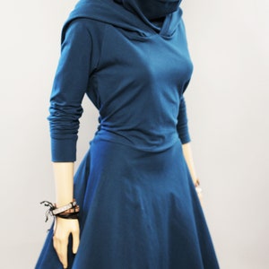 Hoodie casual Dress, Women cowl neck Dress image 4
