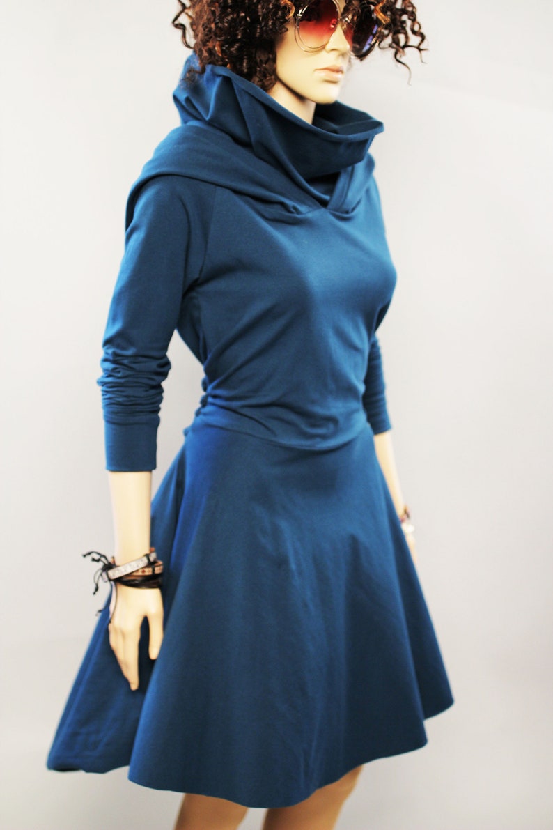 Hoodie casual Dress, Women cowl neck Dress image 4