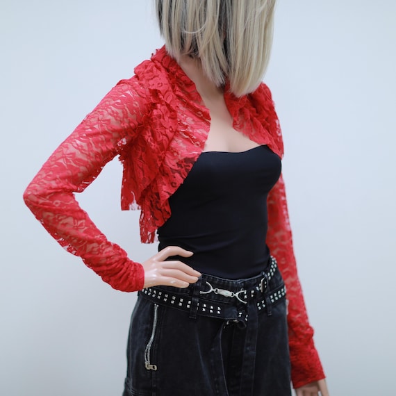 Lace Bolero Shrug, Shrugs for women, Lace Long Sleeve, Fitted red Shrug, Shrug for dresses, Boleros and shrugs, wedding bolero top