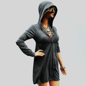 Dress / Grey Dress / Hoodie Dress / Grey Hoodie Dress / Grey Hooded Dress / Oversized Hoodie / Party Dress / Grey Dress image 5