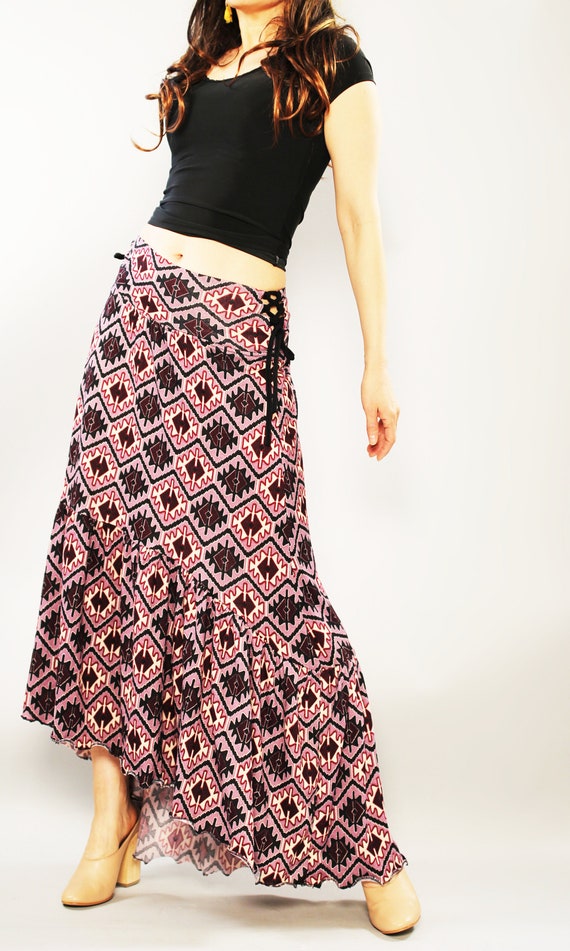 Falda De Mujer Larga Hippie Bohemia Gitana Floral Printin Falda De Mujer Larga Hippie Bohemia Gitana Floral Printin