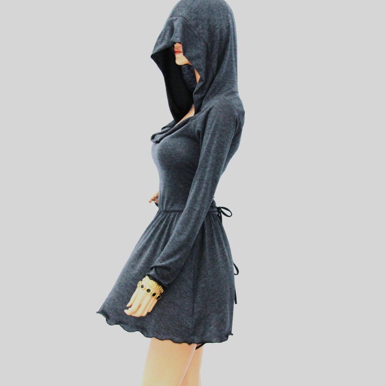 Cowl Neck Hooded dress//Women dress//Women shirt dress// Long sleeve dress HD-GY-B image 1