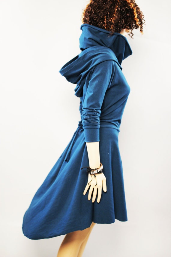 Hoodie casual Dress, Women cowl neck Dress