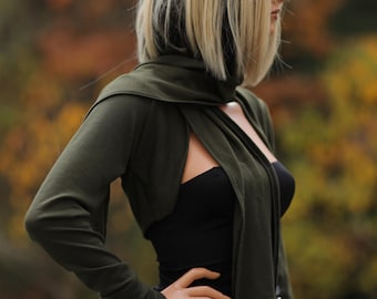 Kurzer Bolero: Langarm Shrug mit passendem Schal