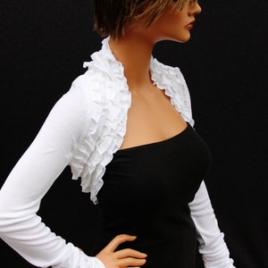 wedding bolero shrug/ bridal accessories/ boleros shrugs/ bridal wrap jacket/ white bolero shrug/ ivory bolero shrug/ ivory ruffles shrug